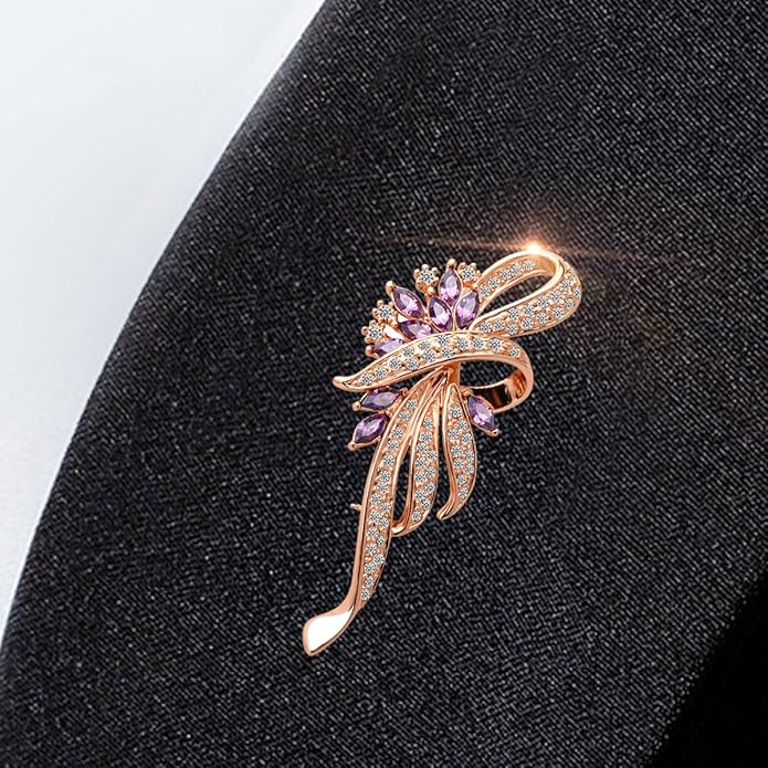 Created Crystal Brooch Fancy Vintage Style Flower Brooch Pin for Women, girls, ladies with Blue/Purple Created Crystal | Vintage Fashion | Brooches and Pins for Women | Ladies Jewelry