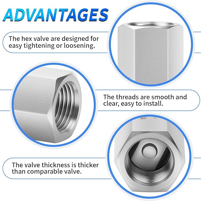 ChillWaves 304 Stainless Steel In-Line Siamese Check Valve 3/4" NPT Female - Image 4