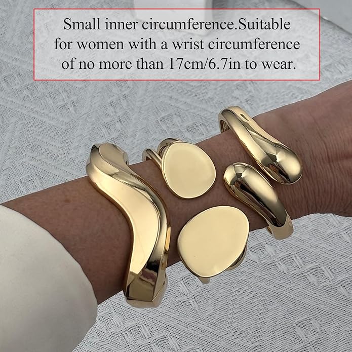 CASDAN Chunky Gold Bangle Bracelets for Women Dainty 14k Gold Plated Twist Hinged Cuff Stackable Bangles Set Trendy Statement Bracelet Stack Fashion Jewelry Gifts