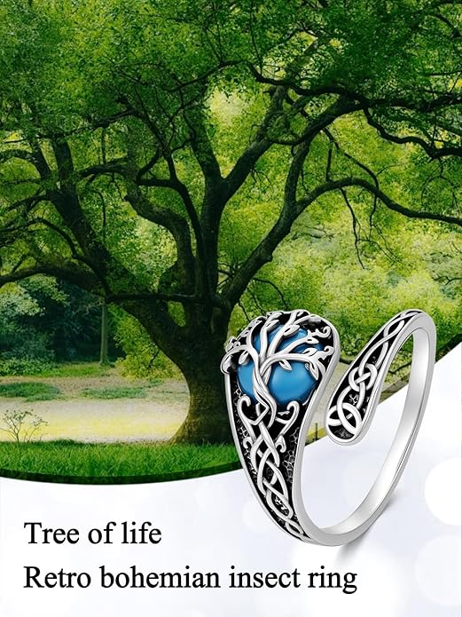 JKR Turquoise Spoon Rings for Women Sterling Silver Vintage Antique Thumb Ring Boho Jewelry Anniversary Birthday Gift for Wife Her Mom