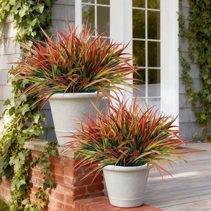 Ivydale 12Pcs Fake Plants Outdoor Artificial Plastic Grass Spring Decoration UV - Image 4