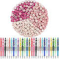 200 Pieces European Large Hole Spacer Beads, Zyehxed Pink European Craft Beads Rhinestone Lampwork Beads Fairy Garden Beads for DIY Charms Bracelet Necklace Earring Jewelry Making Supplies