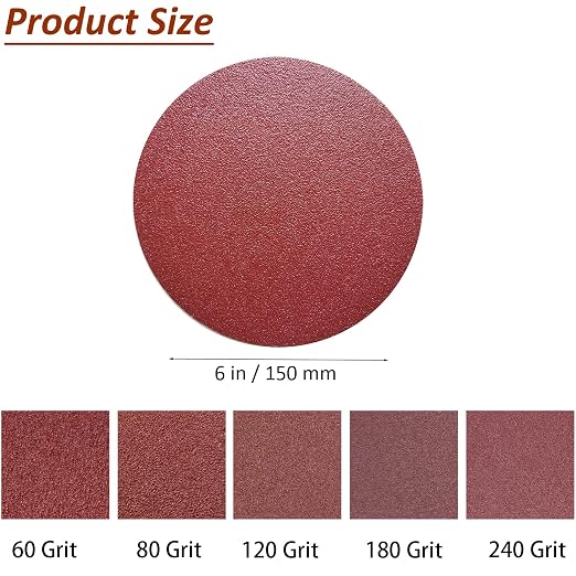 100 PCS 6" PSA Sanding Discs -20 Each of 60, Grit- 6 Inch Self Adhesive - Image 2