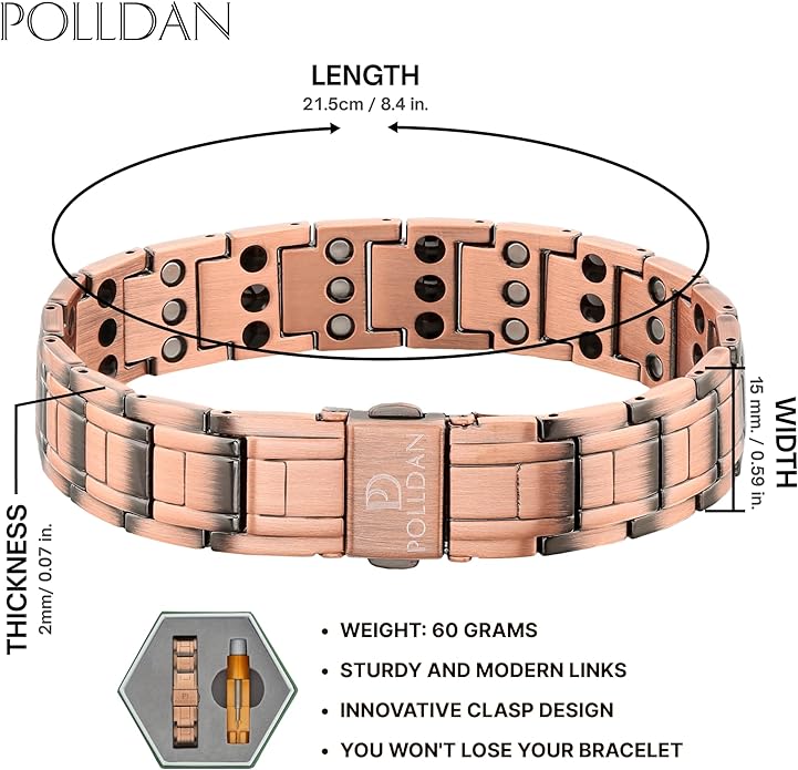 Copper Bracelets for Women - 6200 Gauss Power | 3X Strength Copper Bracelet | Magnetic Bracelets for Women - Adjustable Fit | 99.99% Pure Copper Bracelet for Women | Stylish Copper Jewelry
