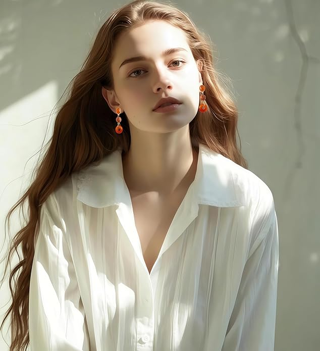 Hupplle Handmade Vintage Boho Dangle Earrings with Natural Stone Crystal Pearl Lightweight Hypoallergenic Elegant Jewelry Gifts for Women