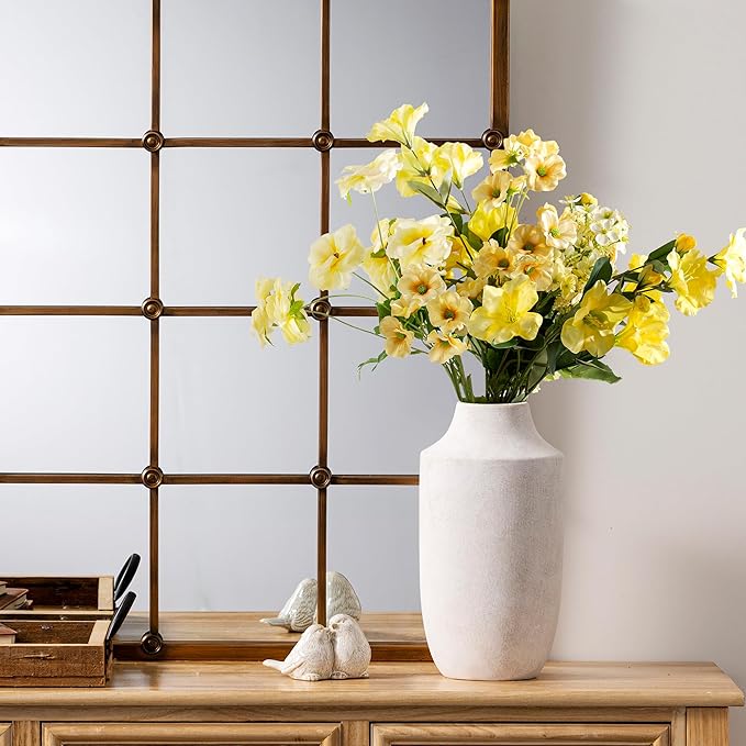 Mitt&Ditt Ceramic Flower Vase, 12.5 inch Tall Off-White Vase, Large Decorative - Image 6