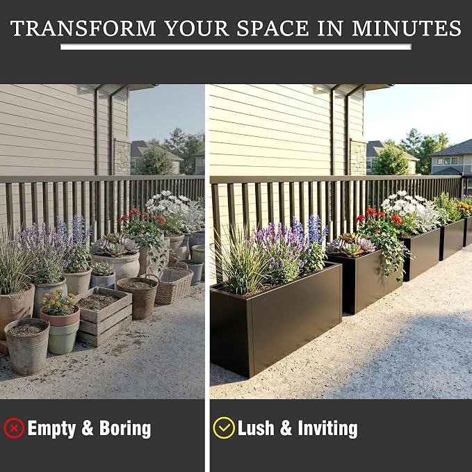 Metal Planter Box 32 Inch Outdoor, Galvanized Steel Raised Garden Bed | - Image 4