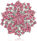 Womens Flower-shape Statement Brooch Pin Crystal Brooch for Women