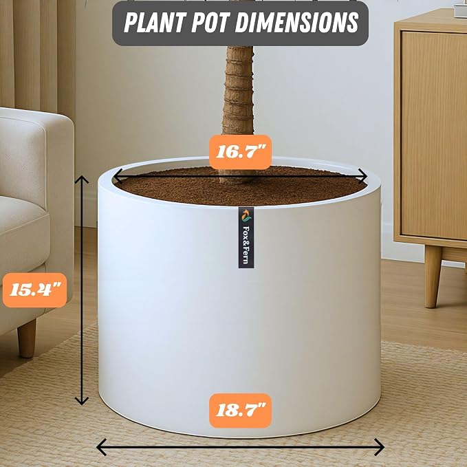 Fox & Fern Large Planter for Indoor or Outdoor, Matte White, 18.7 Inch | UV & - Image 6