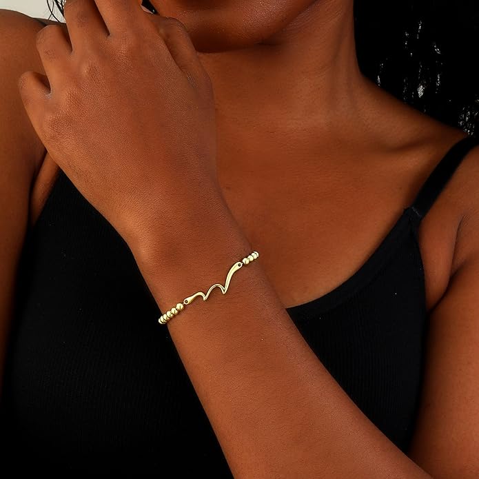 Gold Bracelets for Women 14K Gold Beaded Bracelets Stackable Bracelets for Women Gold Charm Bracelet Non Tarnish Gold Jewelry for Women Trendy