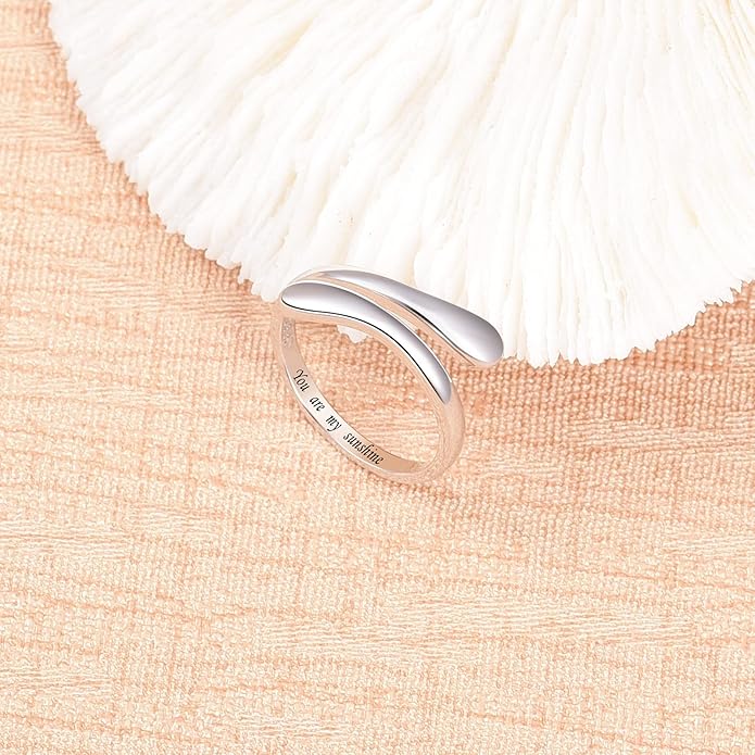 Fookduoduo 925 Sterling Silver Ring Inspirational Jewelry adjustable Wrap Open Rings for Women