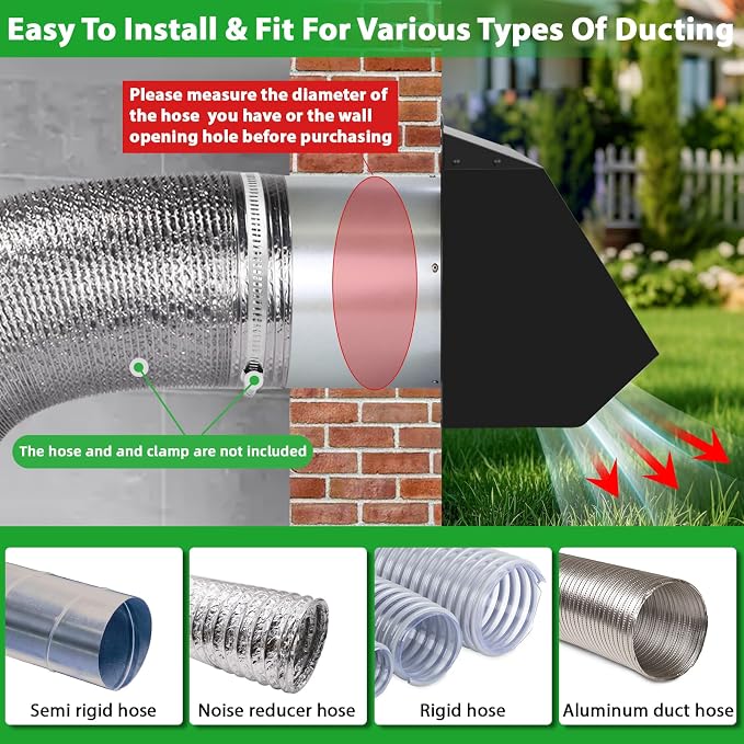 12 Inch Wall Vent Hood Exhaust Vent Cover Cap Outdoor Hooded Wall Vent - Image 6