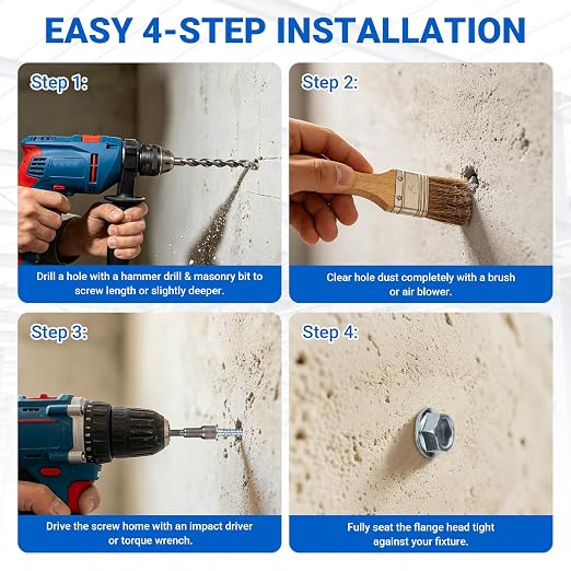 10PCS 1/4" × 2" Heavy Duty Masonry Screws - Image 6
