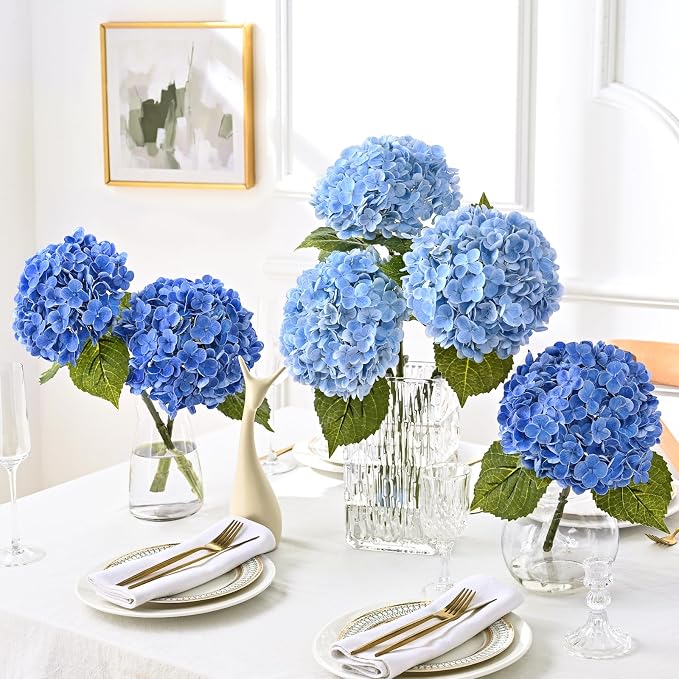 4Pcs 21in Latex Real Touch Hydrangea Artificial Flowers | Lifelike Large - Image 5