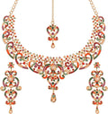 Touchstone Indian jewelry set for women bollywood gold jewellery wedding outfits necklace sets earrings bridal maang tikka fancy costume girls big desi accessories rhinestone in gold or silver tone