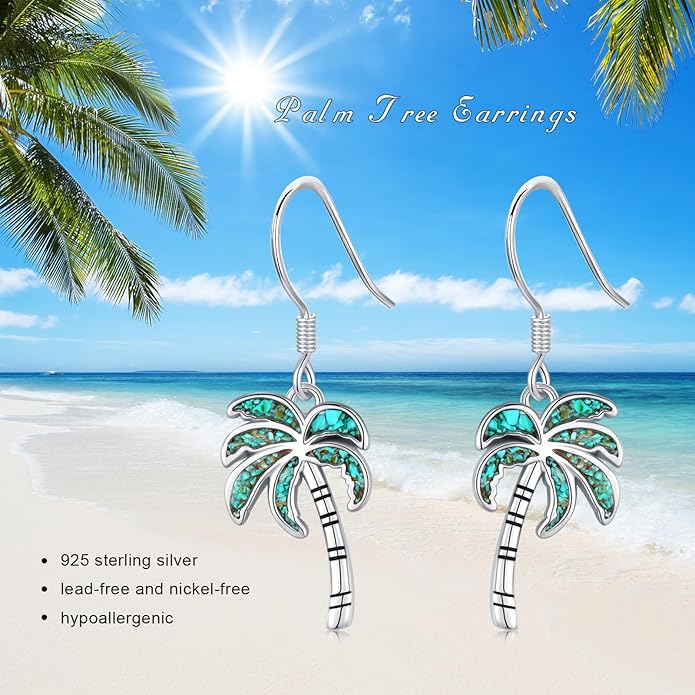 Ocean Earrings 925 Sterling Silver Turquoise Sea Animal Dangle Drop Earrings Beach Themed Jewelry Gifts for Women Girls