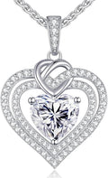 OOBEE Valentines Day Gift Moissanite Heart Necklaces for Women, 1- 4 Carat Moissanite 925 Sterling Silver 14K Gold Plated Pendant Necklace, Ideal Anniversary Birthday Christmas Mothers Day Jewelry Gifts for Mom Wife Her Girlfriend Daughter