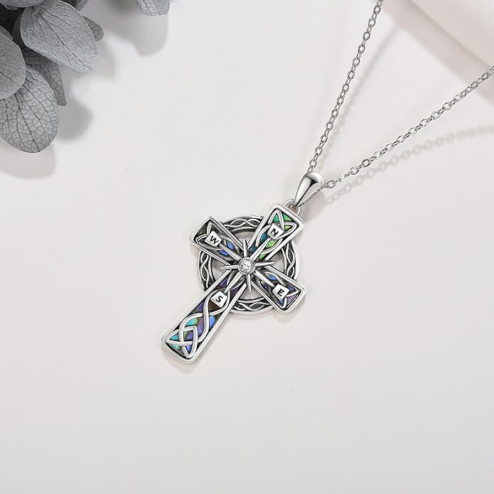 Compass Necklace Sterling Silver Celtic Knot Necklace Graduation Friendship Talisman Travel Necklace Inspirational Graduation Gift Jewelry Gifts for Women Girls