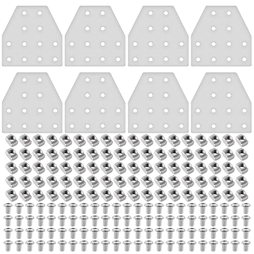 12pcs 2040 Joint Plate Connector Corner T Bracket 12-Hole Silver | 2040 V Slot by SeekLiny