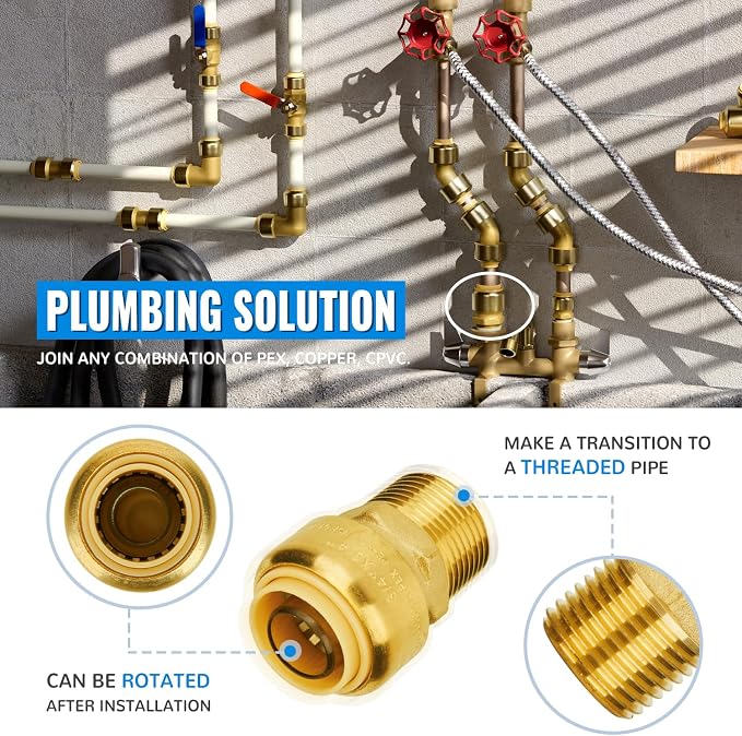 Push Fit Male Adapter, 3/4" x 3/4" Plumbing Fitting, - Image 4