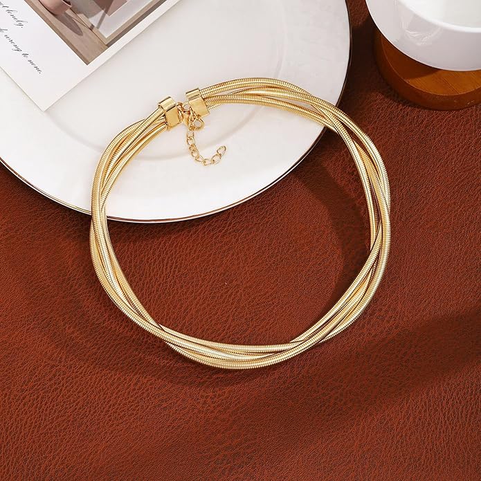 Chunky Gold Snake Chain Choker for Women Stainless Steel Layered Collar Necklace Punk Gothic Y2K Statement Jewelry Gift