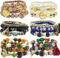 Bohemian Bracelet Sets for Women - 6 Sets Stackable Stretch Bracelets Multi-color Boho Jewelry for Women Hippie Bracelets Dainty Jewelry