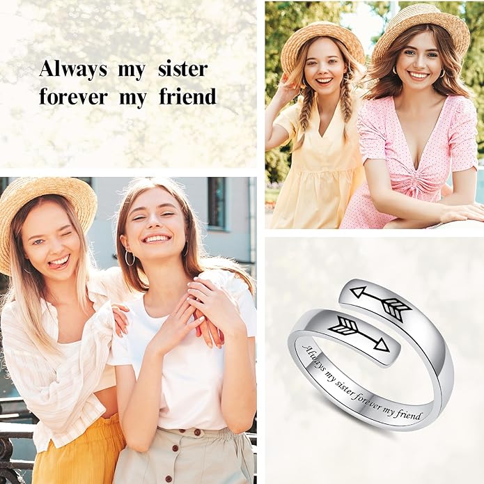 Adjustable Hope Rings 925 Sterling Silver Always with you Ring Inspirational Jewelry Encouragement Gifts for Women