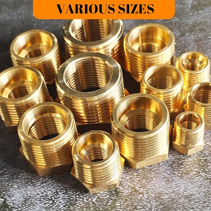2 Pcs Brass Bushing 1/4" Male to 1/8" Female, 1/4 Brass Fitting to 1/8 NPT - Image 8