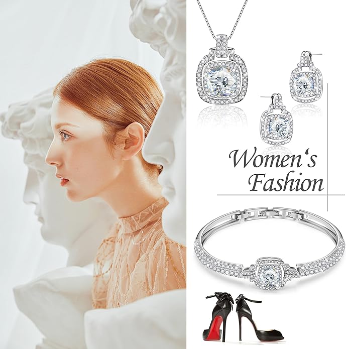 Celestial Whispers Crystal Jewelry Sets For Women Bracelet Necklace and Earrings Sets Idea Gift for Wife Girlfriend or Mothers