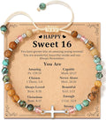 Cross Bracelet for Girls 10 13 16 Year Old Birthday Gifts, Natural Stone Adjustable Christian Jewelry with Inspirational Card for Daughter Granddaughter Niece