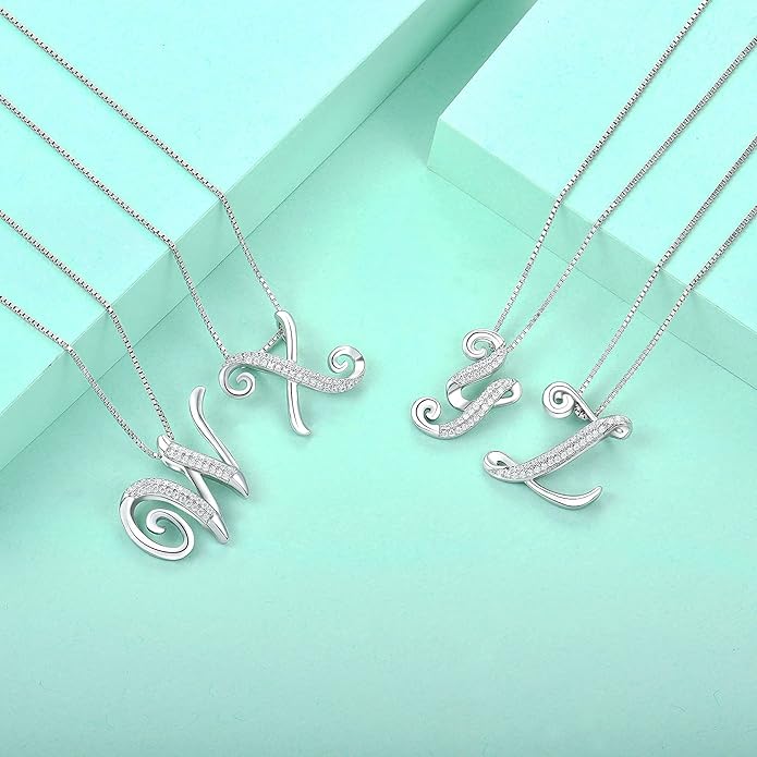 STARCHENIE Initial Necklace for Women 925 Sterling Silver Letter A-Z Pendant 26 Alphabet Jewelry