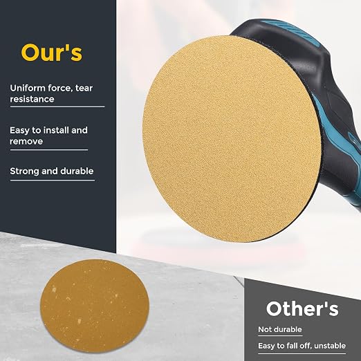 HARFINGTON 40 Pcs 6 Inch Sanding Discs 80 Grit Yellow Aluminum Oxide | Hook and - Image 4