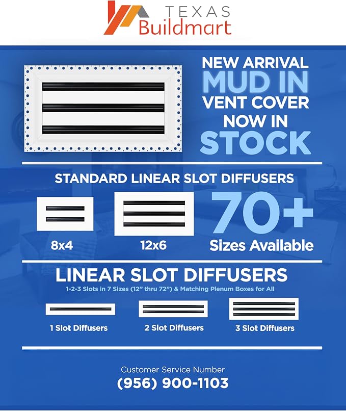 BUILDMART - 6x4 MUD-in Air Vent Cover - Drywall MUD in White Air Vent - MUD - Image 3