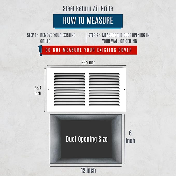 Fits 12x6 Duct Opening | Steel Return Air Grille by Handua | Vent Cover Grill - Image 3