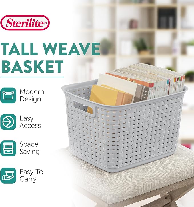 Sterilite Tall Weave Basket Bin - Image 3