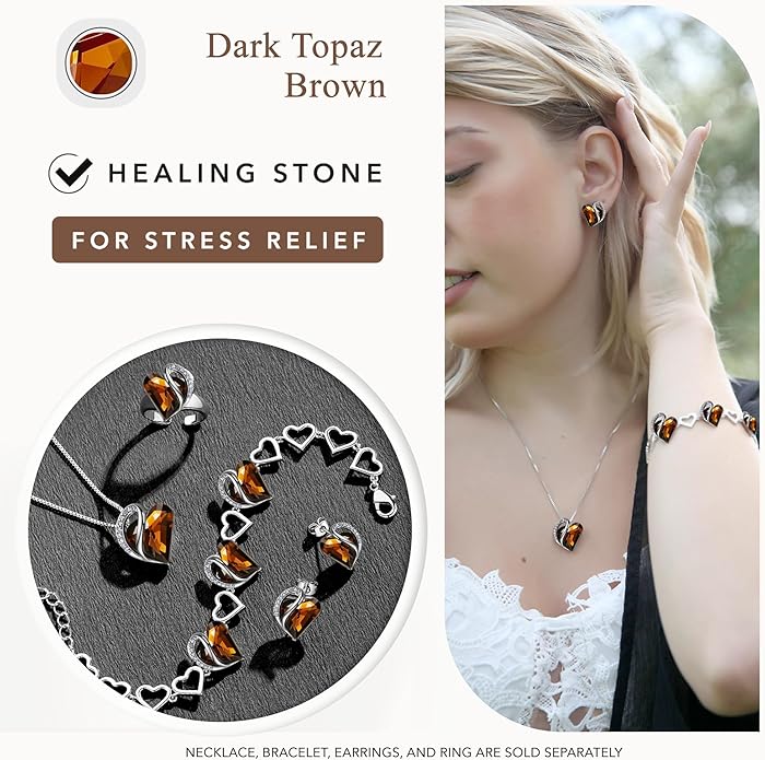 Leafael Infinity love Heart Birthstone Stud Earrings for Women, Valentine's Day Gifts for Mom, Wife, and Her, Silver Plated Birthday Jewelry
