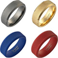100S JEWELRY Knurl Tungsten Rings with Knurling Diamond Pattern Men Wedding Band 8mm wide Hypoallergenic Size 6-16
