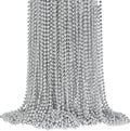 72 PCS Silver Bead Necklaces, Silver Mardi Gras Christmas Beads Necklaces, Patriotic Necklaces, 33 Inch Beaded Necklaces for Mardi Gras Christmas Party, 4th of July and New Year Eve Festive Events