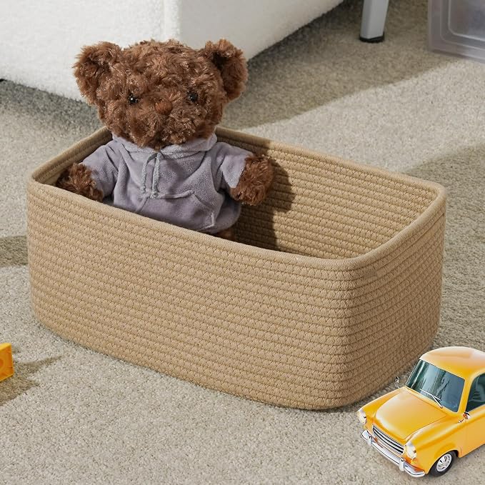 3 Pack Small Storage Baskets for Organizing, 11.8×7.8×5.1", Cotton Rope Basket - Image 6