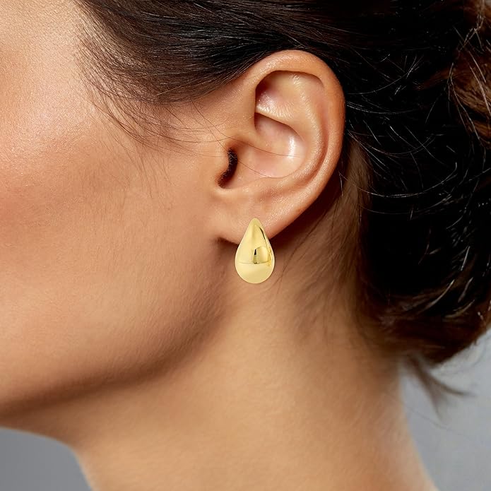 Women's Large Teardrop Earrings, High-Polish, in 10K Yellow Gold