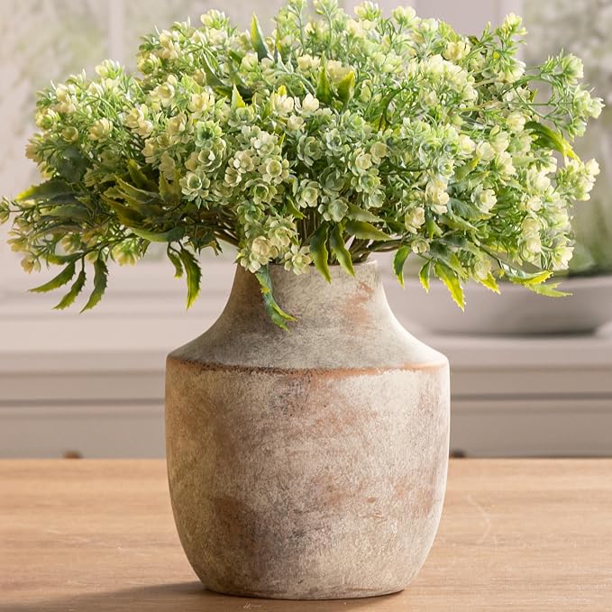 Mitt&Ditt Ceramic Flower Vase, 7.5 inch Off-White Farmhouse Rustic Vase - Image 3