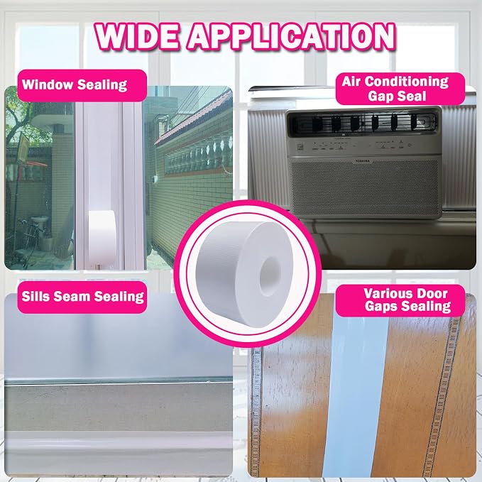 WENSSKKU White Window Weather Sealing Tape, Waterproof Window AC Air - Image 3