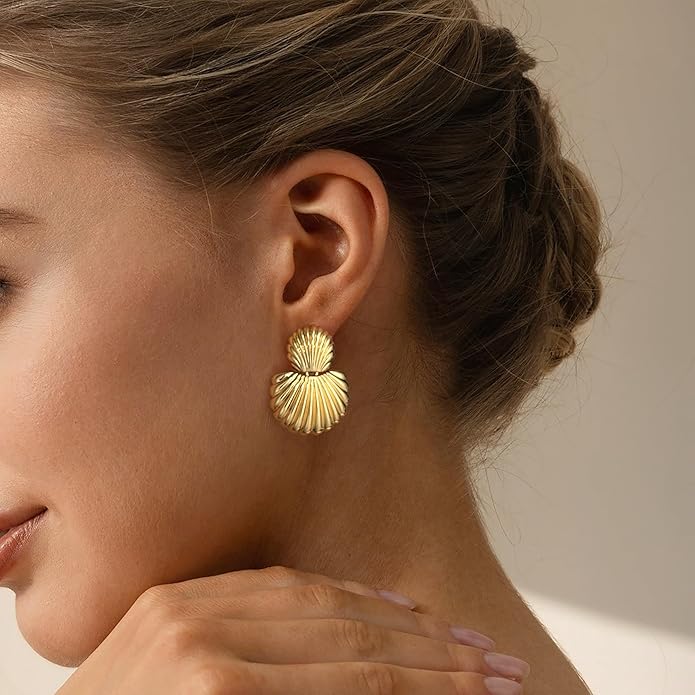 Gold Sliver Shell Earrings for Women Trendy Gold Dangle Earrings Beach Jewelry for Birthday