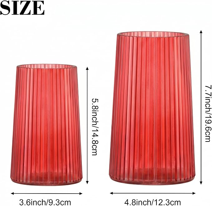 Ribbed Flower Vases Set of 2, Flower Vase - Image 6