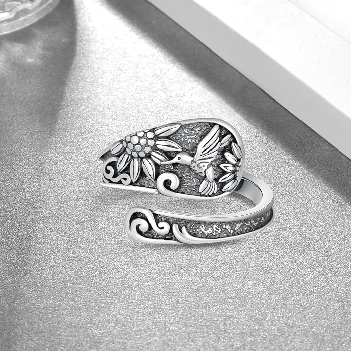 Thumb Rings for Women 925 Sterling Silver Adjustable Spoon Ring Vintage Thumb Jewelry Gifts for Women