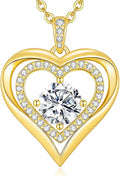 Valentine's Day Gift Moissanite Heart Pendant Necklaces for Women, 925 Sterling Silver Necklace Engraved with 'I LOVE YOU', Ideal Anniversary Birthday Jewelry Gifts for Mom Wife Girlfriend Daughter Her