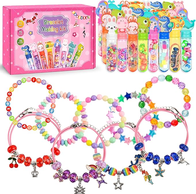 24 Pack Return Gifts Charm Bracelet Jewelry Making Kit Birthday Valentine's Day Gifts for Friends