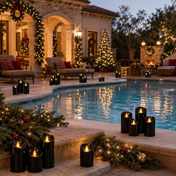 Flameless Candles 4" 5" 6" Set of 9 Outdoor Indoor Pillars Battery Operated - Image 2