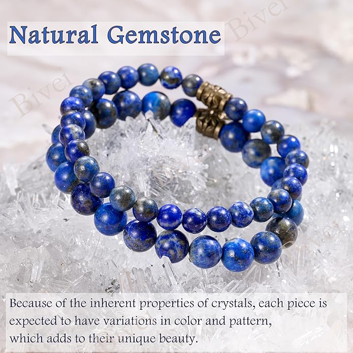Bivei Natural Semi Precious Gemstone beads bracelet for women - Life Tree and Leaf Charm Energy Reiki Crystal Stretch Bracelets