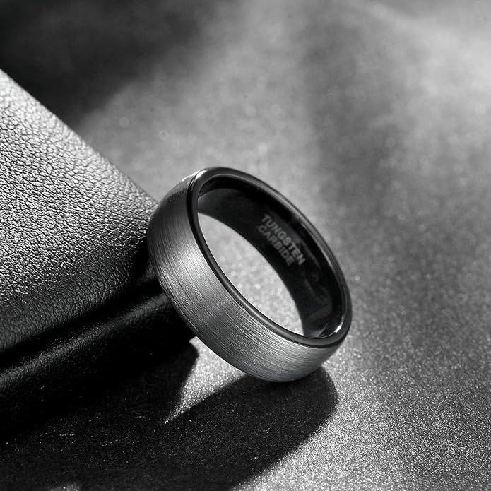 TRUMIUM 4mm 6mm 8mm Tungsten Rings for Men Women Engagement Wedding Band Brushed Black Comfort Fit Size 4-15